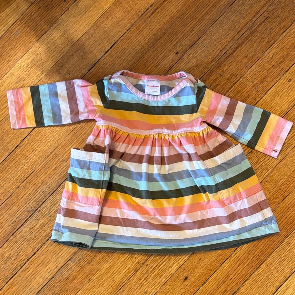 Hanna Andersson 60cm 3-6 months. Striped Long Sleeve Dress with Pockets